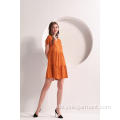 Damen Orange Sommer Minikleid